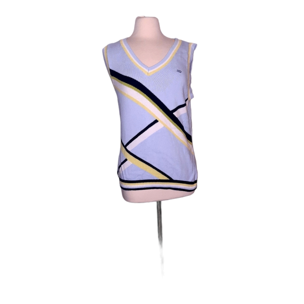 Dockers L Knitted Sleeveless Vest Womans Abstract Sweater vneck golf sport